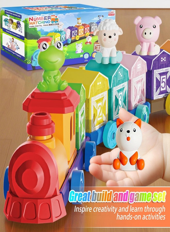 XPQKDC Toddler Learning Toys for 1 2 3 Year Old, Farm Animal Train Set with Counting Sorting Matching, 10 Farm Animals, Finger Puppets & Barns, Easter Christmas Birthday Preschool Gift for Baby Boys Girls - Image 4